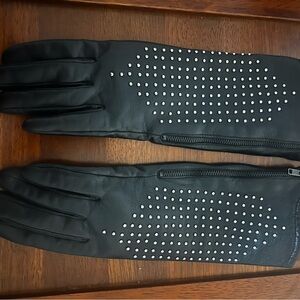 Juicy Couture Pink and Black Leather Gloves